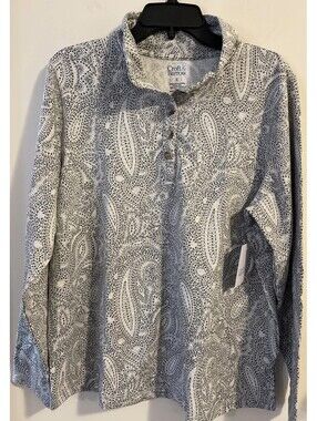 Croft Barrow Womens XL Gray Half Button Pullover Fleece Sweater NWT! A1240